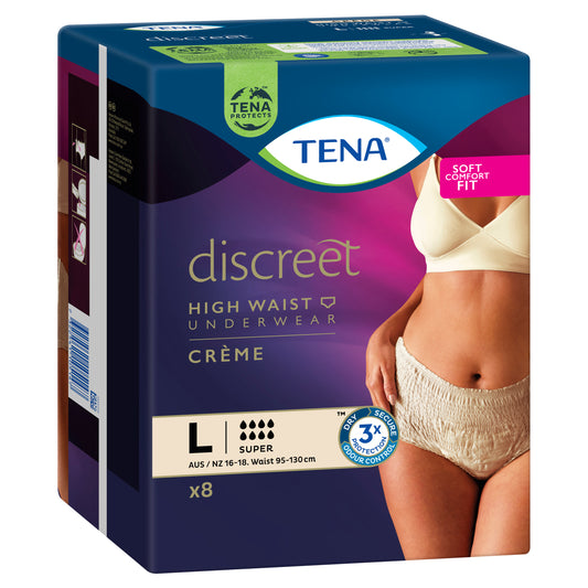 Tena Discreet Underwear Creme Super Large 8 Pack