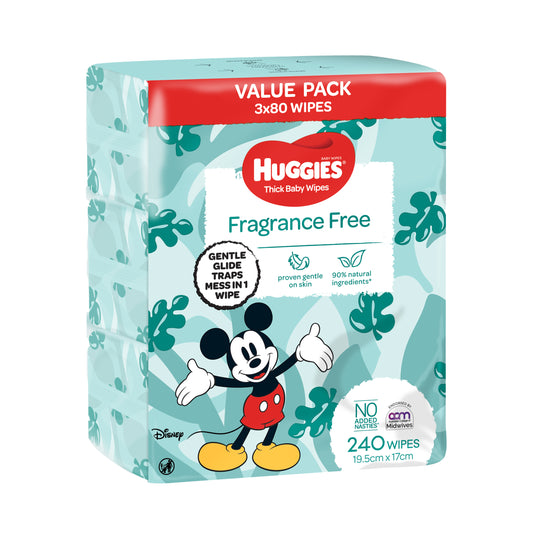 Huggies Wipes Fragrance Free 3 x 80 pack