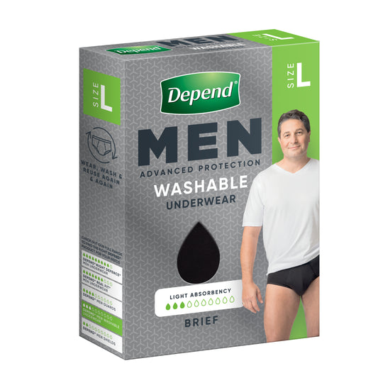 Depend Men's Washable Underwear Brief Large