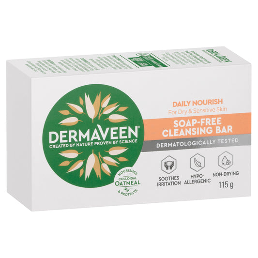 DermaVeen Daily Nourish Soap Free Cleansing Bar for Dry and Sensitive Skin 115g