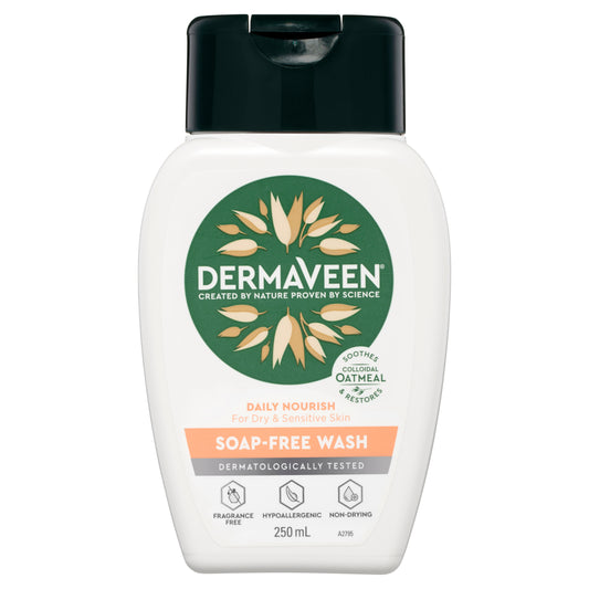 DermaVeen Daily Nourish Soap Free Wash for Dry and Sensitive Skin 250ml