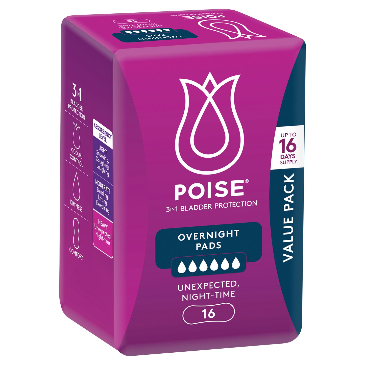 Poise Pads Overnight 16 Pack