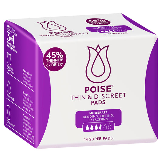 Poise Thin and Discreet Super Pads 14 Pack