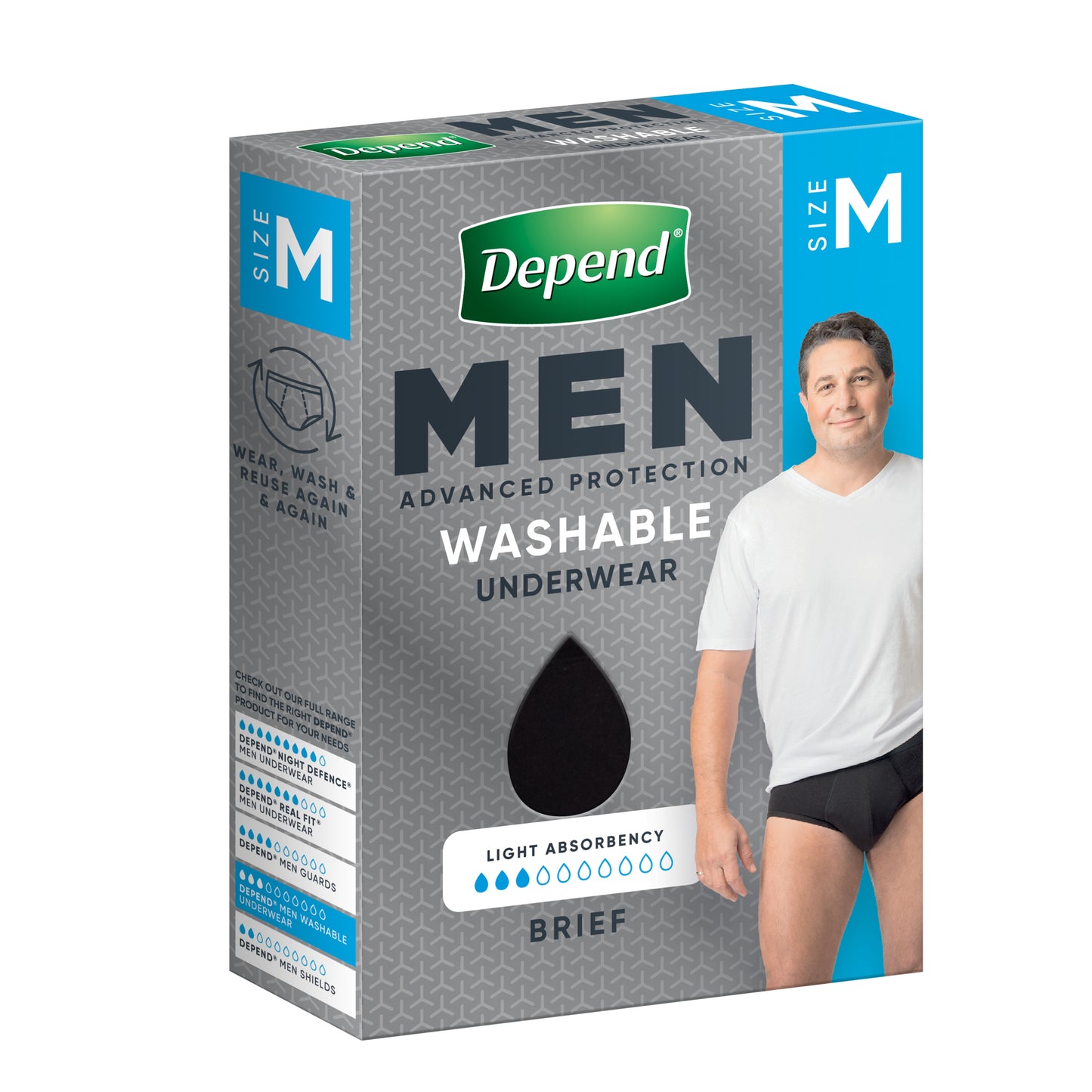 Depend Men Washable Brief Med 1PK Z6